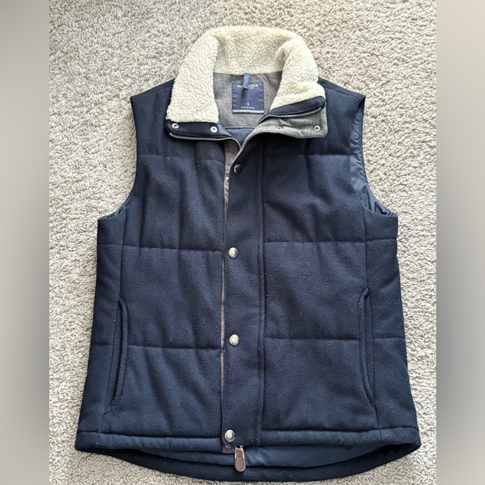 Nautica Vest Jacket Navy Blue & White Small